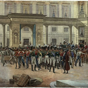 Emperor Alexander I in the courtyard of the Talleyrands house in Paris