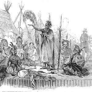 Encampment of Ioway Indians, Lords Cricket Ground - the Welcome Speech, 1844