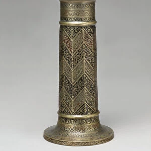 Engraved Lamp Stand with Chevron Pattern, Iran, dated A. H. 986 / A. D. 1578-79