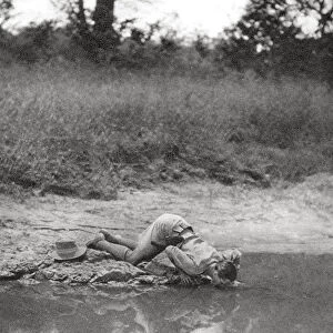 Errol Hinds drinking, Mongalla to Terrakekka, Sudan, 1925 (1927). Artist: Thomas A Glover