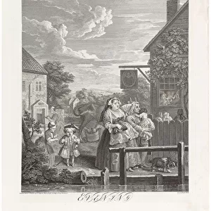 Evening, From the Series "The Four Times of the Day", 1738. Creator: Hogarth, William (1697-1764). Evening, From the Series "The Four Times of the Day", 1738. Creator: Hogarth, William (1697-1764)