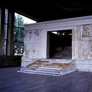 Exterior view of the Ara Pacis Augustae in Rome