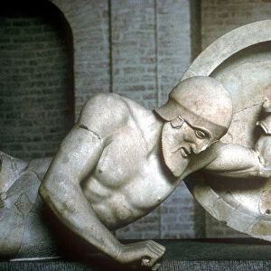 Detail of fallen warrior from the East Pediment of Temple of Aphaia, Aegina, Greece, c500-c480 BC
