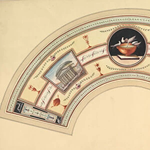 Fan Design with the Pantheon and the Colosseum, 18th century. Creator: Anon