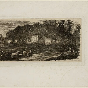 Farmyard, from Revue Fantaisiste, 1861. Creator: Rodolphe Bresdin