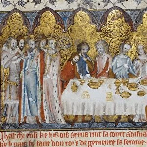 Feasting at King Arthurs Court, 13th century. Artist: Anonymous