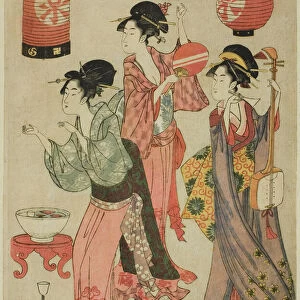 Festivity at a teahouse, from a parody of Chushingura, c. 1797 / 98