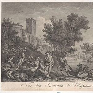 First View of the Surroundings of Bayonne, ca. 1775. Creator: Jean Jacques Le Veau