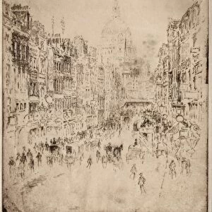 Fleet Street, Up to St. Pauls, 1896. Creator: Joseph Pennell (American, 1857-1926)
