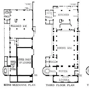 Floor plans, University Club Building, Los Angeles, California, 1923