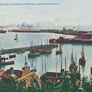 Folkestone: Turbine Steamer Leaving Harbour, late 19th-early 20th century