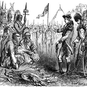 General Burgoyne addressing the Indians, 1777 (c1880)