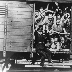 German soldiers in a railway wagon, France, August 1940