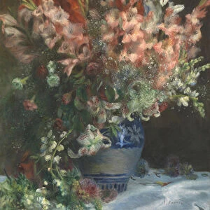 Gladioli in a Vase, c. 1875. Artist: Renoir, Pierre Auguste (1841-1919)