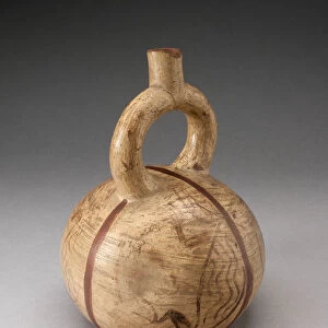 Globular Stirrup Vessel with Depicting Abstract Animals, Possibly Overpainted, 100 B. C. / A