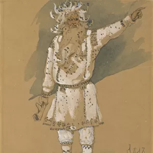 Grandfather Frost. Costume design for the opera Snow Maiden by N. Rimsky-Korsakov, 1885. Artist: Vasnetsov, Viktor Mikhaylovich (1848-1926)