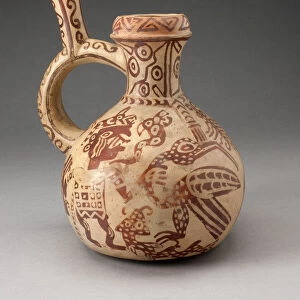 Handle Spout Jar with Fineline Bird Hunt Motifs, 100 B. C. / A. D. 500. Creator: Unknown