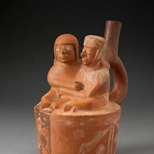 Handle Spout Vessel Depicting a Couple in an Erotic Embrace, 100 B. C. / A. D. 500