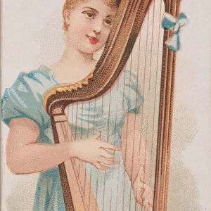 Harp, from the Musical Instruments series (N82) for Duke brand cigarettes, 1888. 1888