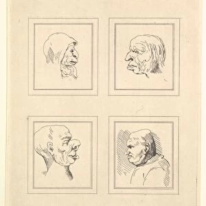 Four Heads (from Characaturas by Leonardo da Vinci, from Drawings by Wincelslaus Hollar