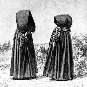 Two hooded women from Faial, Portugal, and San Miguel, Spain, c1900s