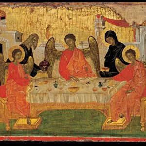 The Hospitality of Abraham (Old Testament Trinity), ca 1380. Artist: Byzantine icon