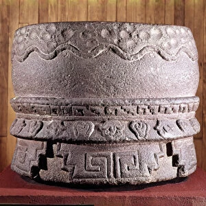 Huehuetl, representation in stone of a drum from Mexico City DF (Tlatelolco?)