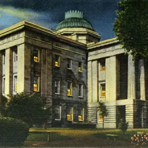 Illuminated Night View of N. C. State Capitol, Raleigh, N. C. 1942. Creator: Unknown