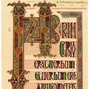 Initial page from the Lindisfarne Gospels, late 7th or early 8th century