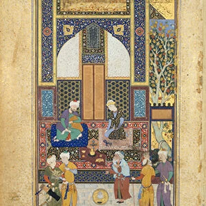 Interior Reception, Folio 36r from a Bustan of Sa di, ca. 1525-35. Creator: Shaikh Zada