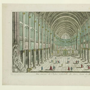 Interior view of the cathedral Notre-Dame de Paris, ca 1770. Creator: Anonymous