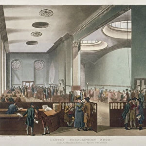 Interior view of Lloyds Subscription Room in the Royal Exchange, City of London, 1809
