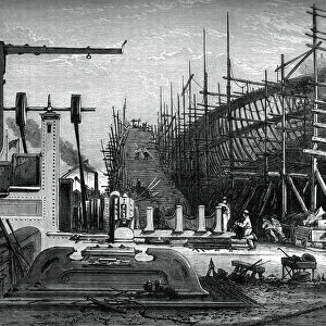Iron ship, Messrs Samudas yard, Isle of Dogs, London, c1880