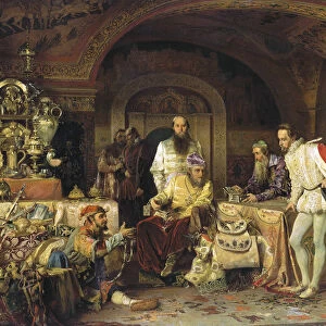 Ivan IV of Russia demonstrates his treasures to the ambassador of Queen Elizabeth I of England, 1875