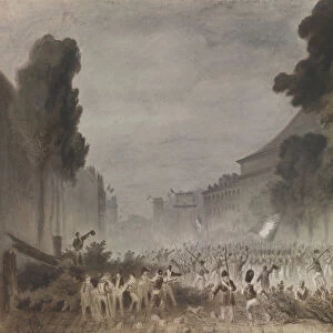 The July Revolution on the Grands Boulevards of Paris, 1830. Artist: Bellange, Hippolyte (1800-1866)