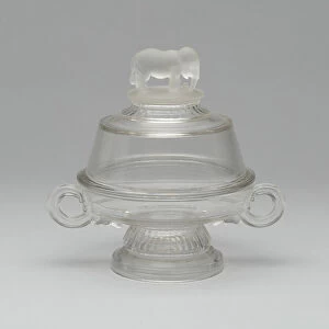 Jumbo / Elephant pattern covered butter dish, 1883 / 5. Creator: Canton Glass Company
