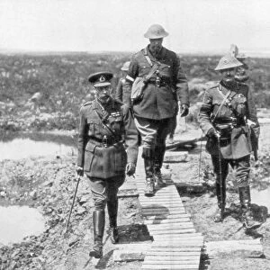 King George V and the Canadian General Currie view the captured ground at Vimy and Messines, 1917