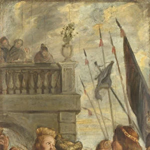 Kings Clothar and Dagobert dispute with a Herald from the Emperor Mauritius. Sketch for High Altarpiece, St Bavo, Ghent, 1611. Artist: Rubens, Pieter Paul (1577-1640)