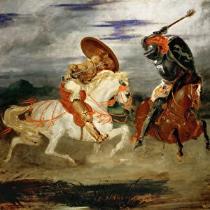 Knights Fighting in the Countryside. Artist: Delacroix, Eugene (1798-1863)
