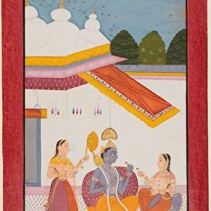 Krishna under a canopy, c. 1680. Creator: Unknown