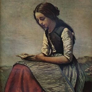 La petite Liseuse ou Jeune bergere assise et lisant, c1855. Artist: Jean-Baptiste-Camille Corot