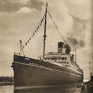 One of the Largest Ships afloat, the Majestic owned by the Cunard White Star Line, 1936