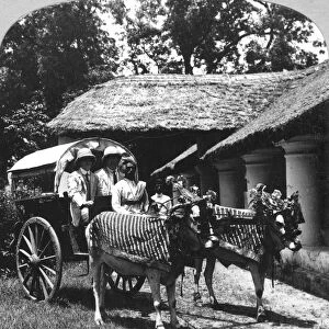Leaving the dak bungalow for a bile-gharry, Belgaum district, southern India, 1900s. Artist: Realistic
