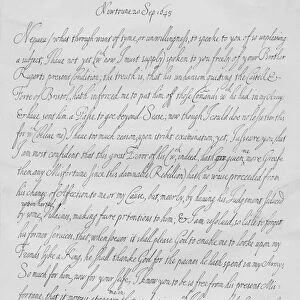 A letter from Charles I to his nephew Prince Maurice of the Palatinate dated September 1645. Artist: King Charles I