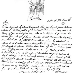 A letter and portrait of Francis Grose, 1772, (1840). Artist: Francis Grose