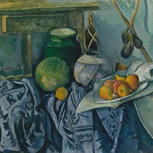 Still Life with a Ginger Jar and Eggplants, 1893-94. Creator: Paul Cezanne