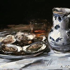 Still Life with Oysters, 19th century. Artist: Antoine Vollon