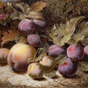 Still Life With Peach And Plums, 1916. Creator: Oliver Clare