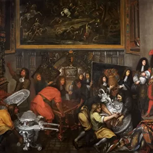 Louis XIV visits the Manufacture des Gobelins on October 15, 1667. Artist: Renard de Saint-Andre, Simon (1614-1677)