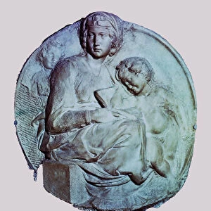 Madonna with Child and St. Giovannino, 1504, by Michelangelo